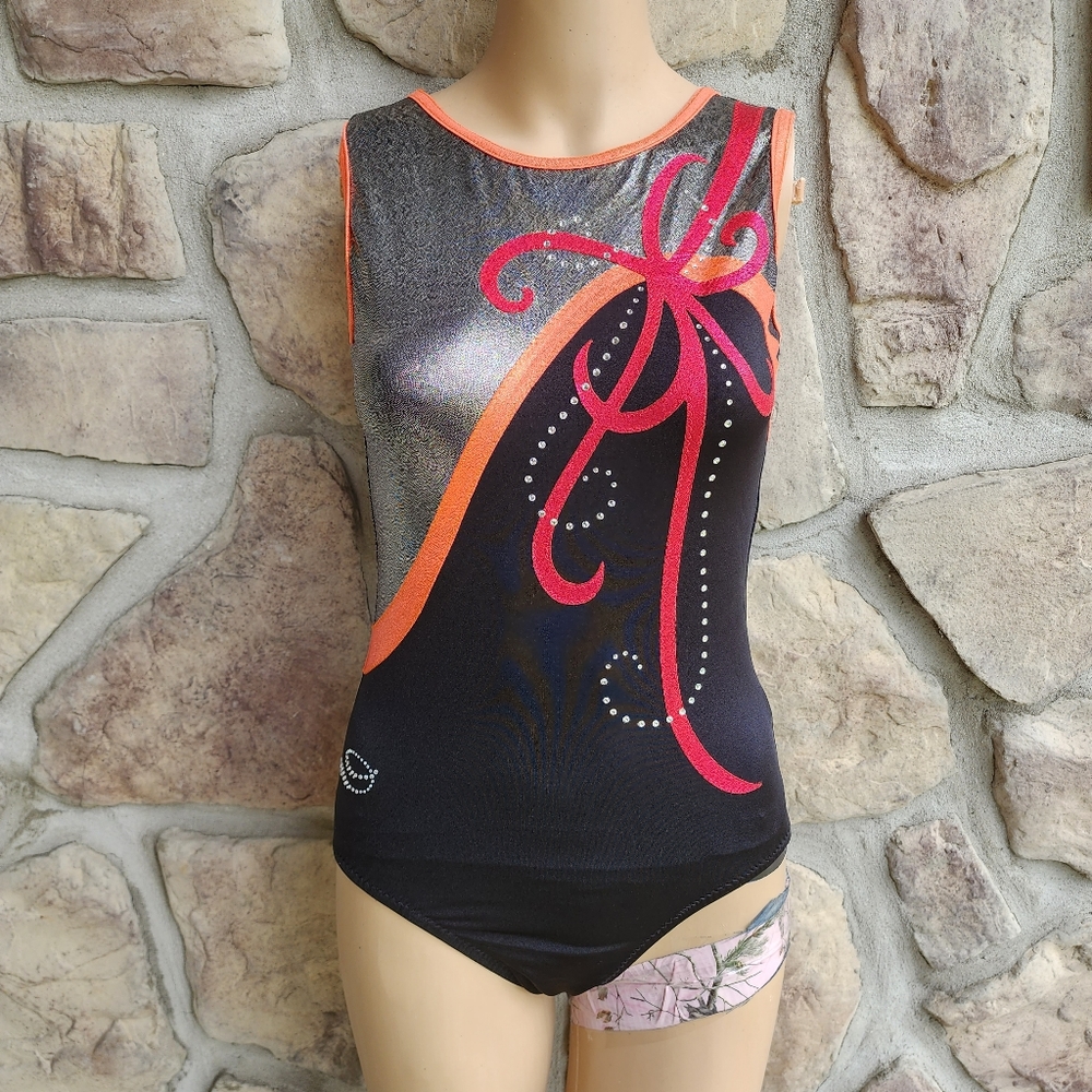 DREAMLIGHT ACTIVEWEAR | Black and Metallic Silver Leo with Multi Color Design